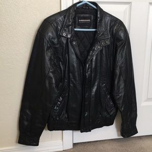 Black Leather Bomber Jacket